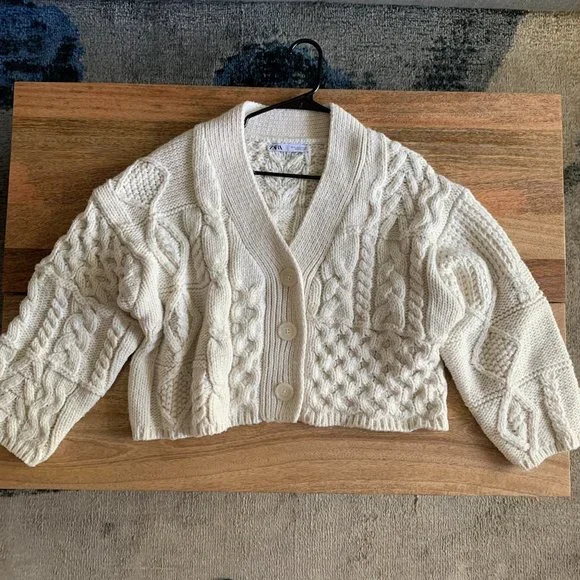 Cable Knit Zara Cardigan With Jewel Buttons Zara Cable Knit Knit